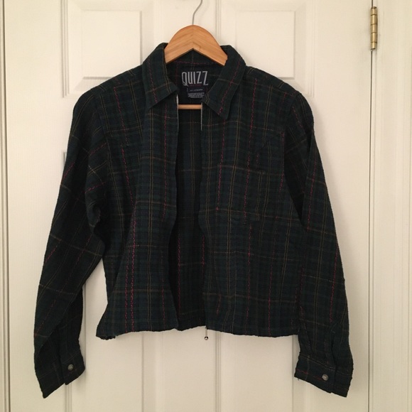 Vintage Plaid Cropped Jacket, 90's Deadstock - Picture 2 of 5